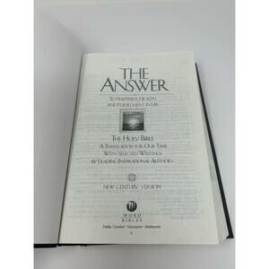 Holy Bible The Answer Hardback Black New Century Version 1993 Christian